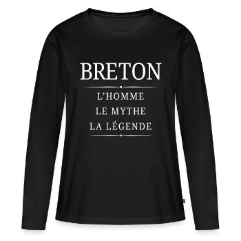 Breton Homme Mythe - T-shirt manches longues Premium bio Femme - noir - Devant - Julia (174cm)
