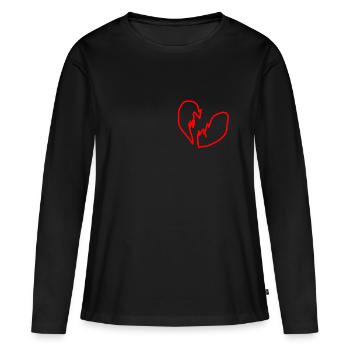 coeur brisé - T-shirt manches longues Premium bio Femme - noir - Devant - Julia (174cm)