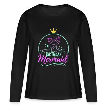 Anniversaire Sirène Maman Fable Cadeau mythique - T-shirt manches longues Premium bio Femme - noir - Devant - Julia (174cm)