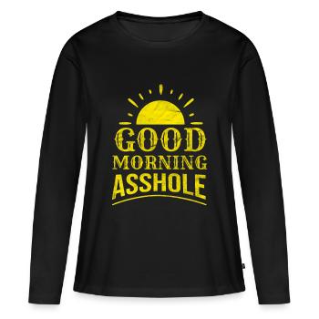 Trou du cul Sarcasme Sarcastique Provocation Effrontée Cadeau - T-shirt manches longues Premium bio Femme - noir - Devant - Julia (174cm)
