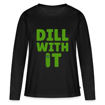 Cornichon Cornichons Concombre Végétalien Sour Enceinte Cadeau - T-shirt manches longues Premium bio Femme - noir - Devant - Julia (174cm)
