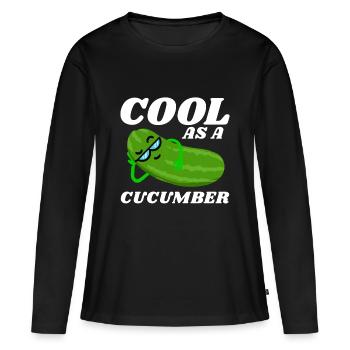 Cornichon cornichon concombre vegan cadeau enceinte aigre - T-shirt manches longues Premium bio Femme - noir - Devant - Julia (174cm)