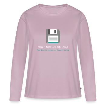 Floppy disks are like Jesus - nerd, gamer - Women's Premium Organic Long Sleeve Shirt - dusky pink - Front - Julia (174cm)