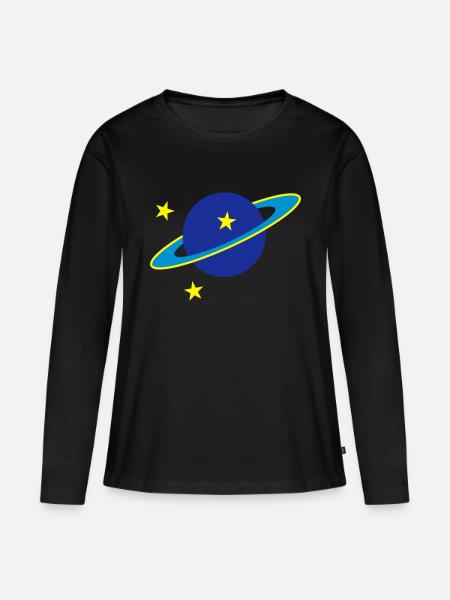 Saturn - Frauen Premium Bio Langarmshirt - Schwarz