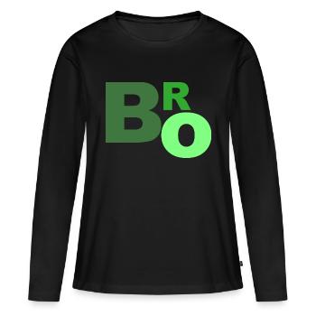 Bro Schriftzug Spruch Shirt Slang - Frauen Premium Bio Langarmshirt - Schwarz - Vorne - Julia (174cm)