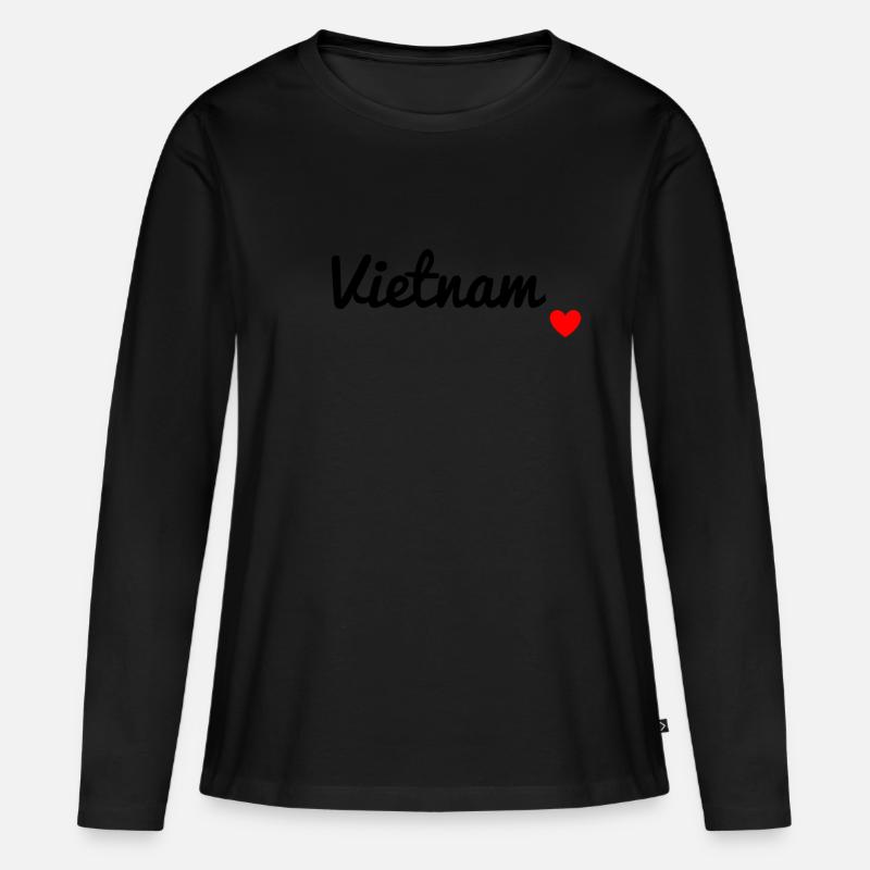 Vietnam - Frauen Premium Bio Langarmshirt - Schwarz