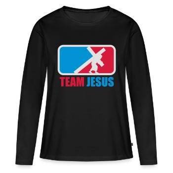 copains d'équipage d'équipe Vêtements de sport - T-shirt manches longues Premium bio Femme - noir - Devant - Julia (174cm)