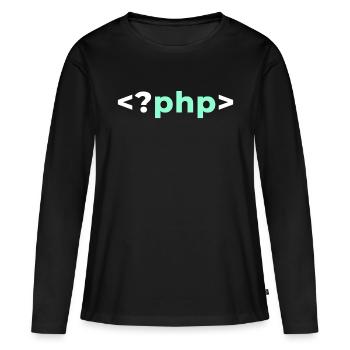 Chemise de développeur de logiciel de programmeur PHP - T-shirt manches longues Premium bio Femme - noir - Devant - Julia (174cm)