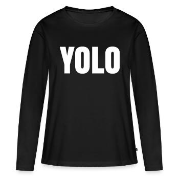 YOLO - T-shirt manches longues Premium bio Femme - noir - Devant - Julia (174cm)