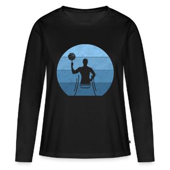 Basket-ball en fauteuil roulant - T-shirt manches longues Premium bio Femme - noir - Devant - Julia (174cm)