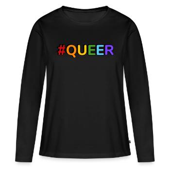 Hashtag QUEER - T-shirt manches longues Premium bio Femme - noir - Devant - Julia (174cm)