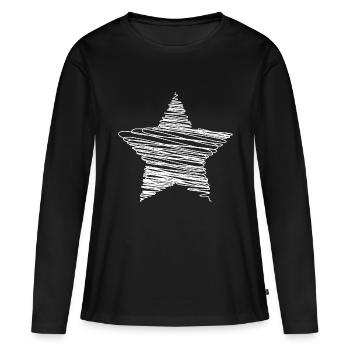 Sternchen - Frauen Premium Bio Langarmshirt - Schwarz - Vorne - Julia (174cm)