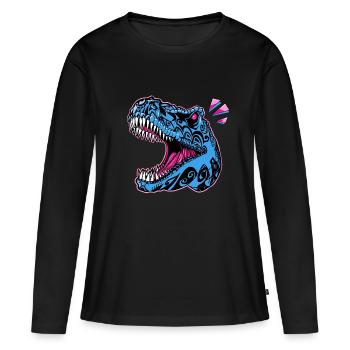 T rex Maori Pop - T-shirt manches longues Premium bio Femme - noir - Devant - Julia (174cm)