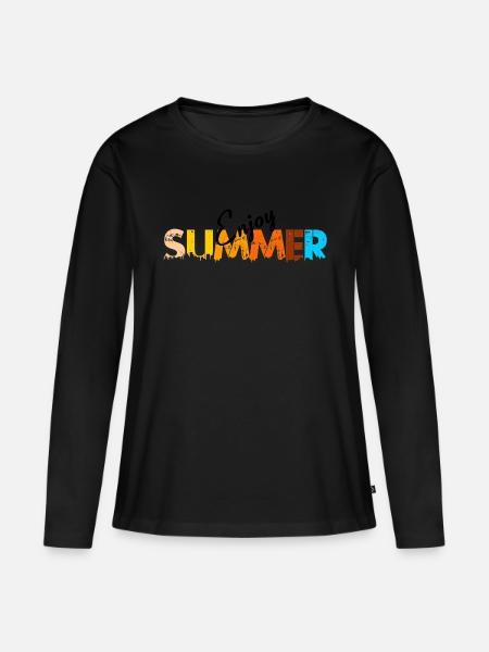 Enjoy Summer - Frauen Premium Bio Langarmshirt - Schwarz