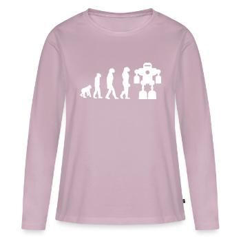 évolution robot - T-shirt manches longues Premium bio Femme - rose poudré - Devant - Julia (174cm)