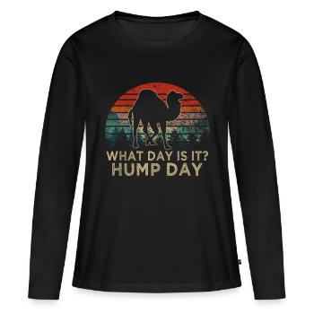 Chameau quel jour est-ce le jour de la bosse - T-shirt manches longues Premium bio Femme - noir - Devant - Julia (174cm)