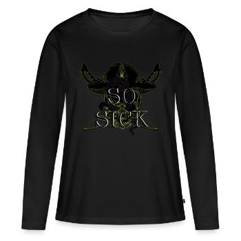 Piraten Totenkopf So Sick - Frauen Premium Bio Langarmshirt - Schwarz - Vorne - Julia (174cm)