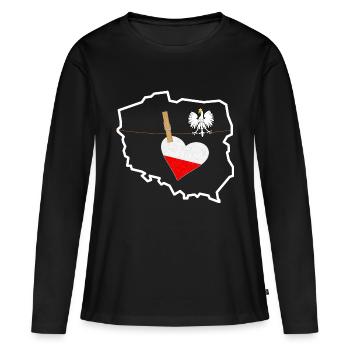 Ma maison - Pologne - T-shirt manches longues Premium bio Femme - noir - Devant - Julia (174cm)