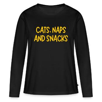 SIESTES ET COLLATIONS POUR CHATS - T-shirt manches longues Premium bio Femme - noir - Devant - Julia (174cm)