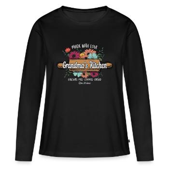 Boulangerie Baker Boulangerie Boulangerie Gâteau de confiserie - T-shirt manches longues Premium bio Femme - noir - Devant - Julia (174cm)