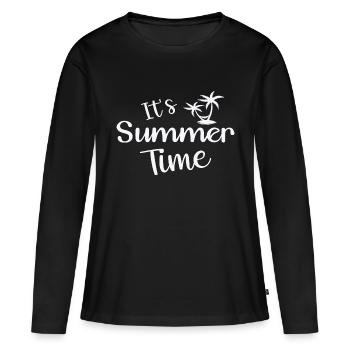 C’est l’heure d’été - T-shirt manches longues Premium bio Femme - noir - Devant - Julia (174cm)