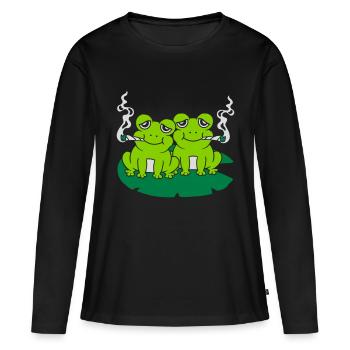 Joint smoke 2 grenouilles - T-shirt manches longues Premium bio Femme - noir - Devant - Julia (174cm)