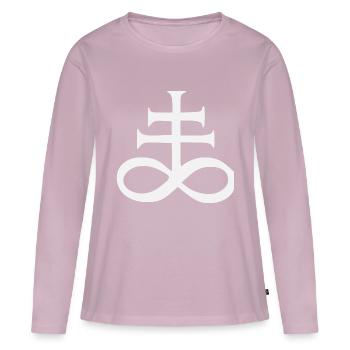 Satan Hexe occulte Sorcière gothique Lucifer Baphomet - T-shirt manches longues Premium bio Femme - rose poudré - Devant - Julia (174cm)