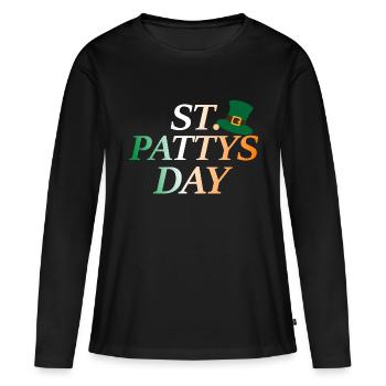 Saint-Patty, Saint-Patrick - T-shirt manches longues Premium bio Femme - noir - Devant - Julia (174cm)