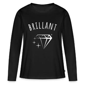 brillant idée cadeau - T-shirt manches longues Premium bio Femme - noir - Devant - Julia (174cm)