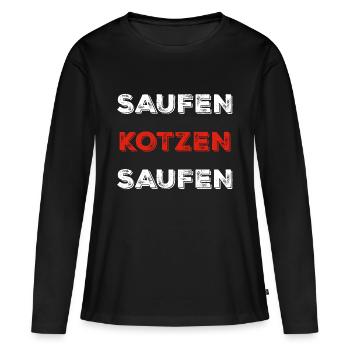 Saufen kotzen saufen - Frauen Premium Bio Langarmshirt - Schwarz - Vorne - Julia (174cm)