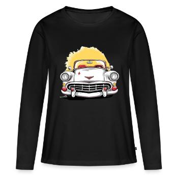 Cabriolet blanc - T-shirt manches longues Premium bio Femme - noir - Devant - Julia (174cm)