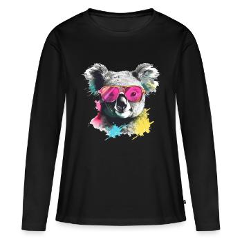 Foo le koala - T-shirt manches longues Premium bio Femme - noir - Devant - Julia (174cm)