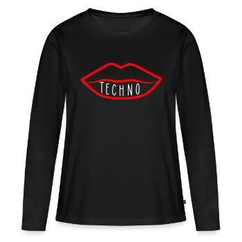 Lèvre de musique techno - T-shirt manches longues Premium bio Femme - noir - Devant - Julia (174cm)
