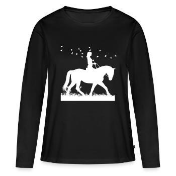 Cavalier - T-shirt manches longues Premium bio Femme - noir - Devant - Julia (174cm)