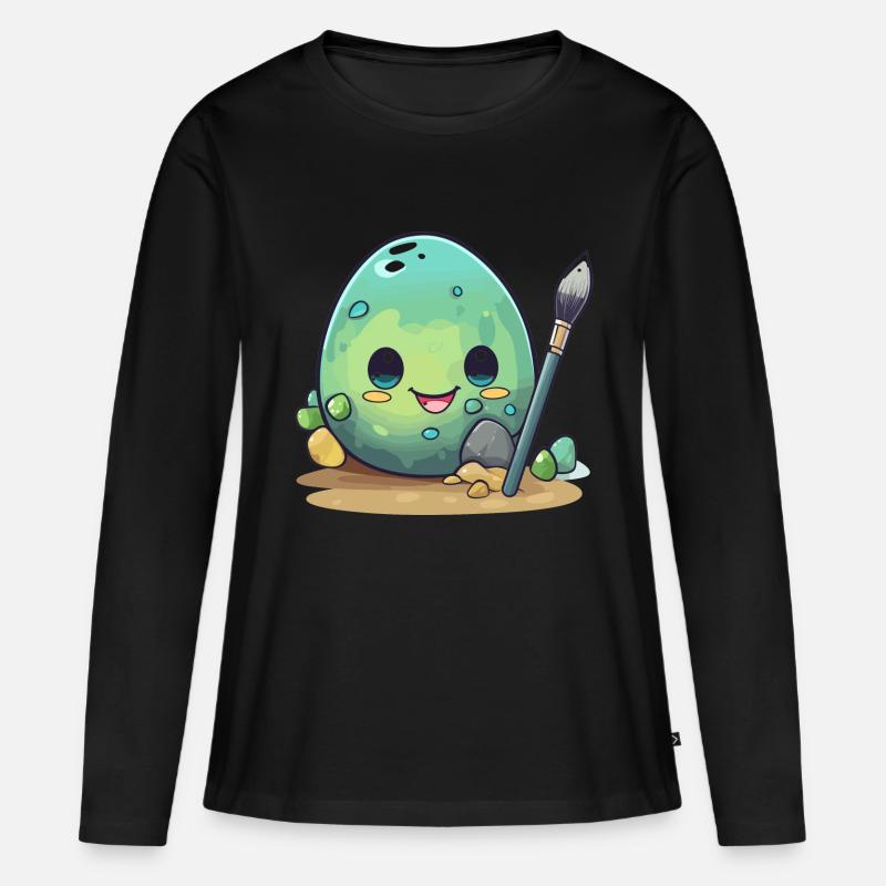 Egg with brush - Women's Premium Organic Long Sleeve Shirt - black