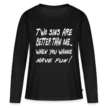 2sins white4000x4000 Layout 1 V - Frauen Premium Bio Langarmshirt - Schwarz - Vorne - Julia (174cm)