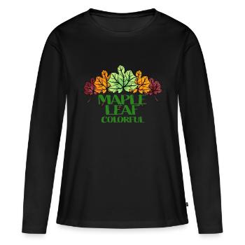 Maple Leaf coloré - T-shirt manches longues Premium bio Femme - noir - Devant - Julia (174cm)
