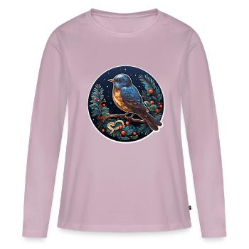 Winter night with bird - Women's Premium Organic Long Sleeve Shirt - dusky pink - Front - Julia (174cm)