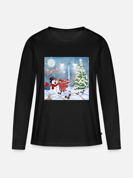 Frohe Weihnachten - Frauen Premium Bio Langarmshirt - Schwarz