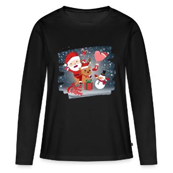 Joyeux Noël - T-shirt manches longues Premium bio Femme - noir - Devant - Julia (174cm)