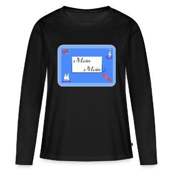 Moin Moin - Frauen Premium Bio Langarmshirt - Schwarz - Vorne - Julia (174cm)