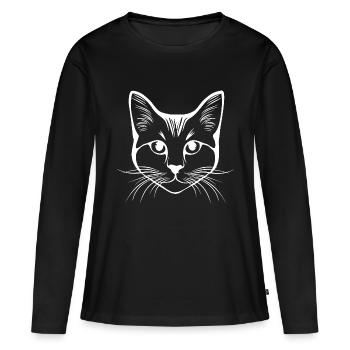 Cat, Cat Motif, Cat Face - Women's Premium Organic Long Sleeve Shirt - black - Front - Julia (174cm)