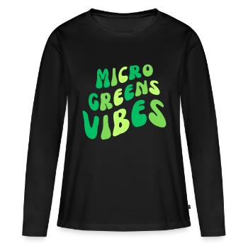 MICROGREENS VIBES | Urban Farmer Micro Gardening - Women's Premium Organic Long Sleeve Shirt - black - Front - Julia (174cm)