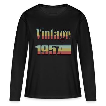 1957 anniversaire 1957 né en 1957 anniversaire - T-shirt manches longues Premium bio Femme - noir - Devant - Julia (174cm)