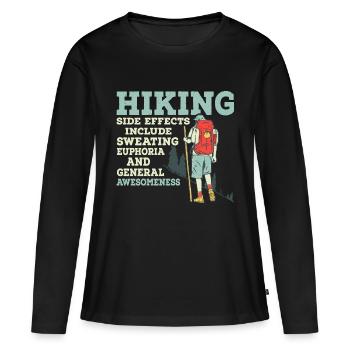 Les effets secondaires de la randonnée comprennent la transpiration de la randonnée en montagne - T-shirt manches longues Premium bio Femme - noir - Devant - Julia (174cm)
