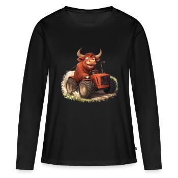 Taureau sur Trekker - T-shirt manches longues Premium bio Femme - noir - Devant - Julia (174cm)