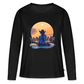 Pferd Pferde Reiten Reiterin 18 - Frauen Premium Bio Langarmshirt - Schwarz - Vorne - Julia (174cm)