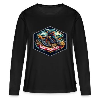 Motocross Logo - T-shirt manches longues Premium bio Femme - noir - Devant - Julia (174cm)