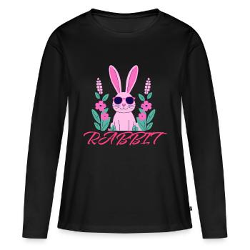 Rabbit - Frauen Premium Bio Langarmshirt - Schwarz - Vorne - Julia (174cm)