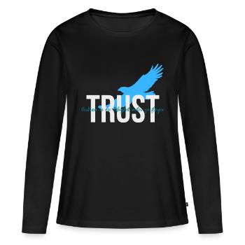 Confiance - Confiance dans la capacité de voler plus loin - T-shirt manches longues Premium bio Femme - noir - Devant - Julia (174cm)